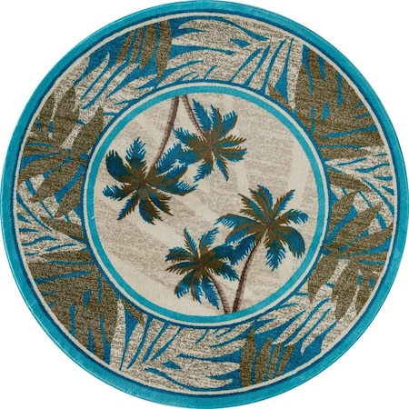 Art Carpet 8 Ft. Palm Coast Collection Frond Woven Round Area Rug, Beige 841864131470